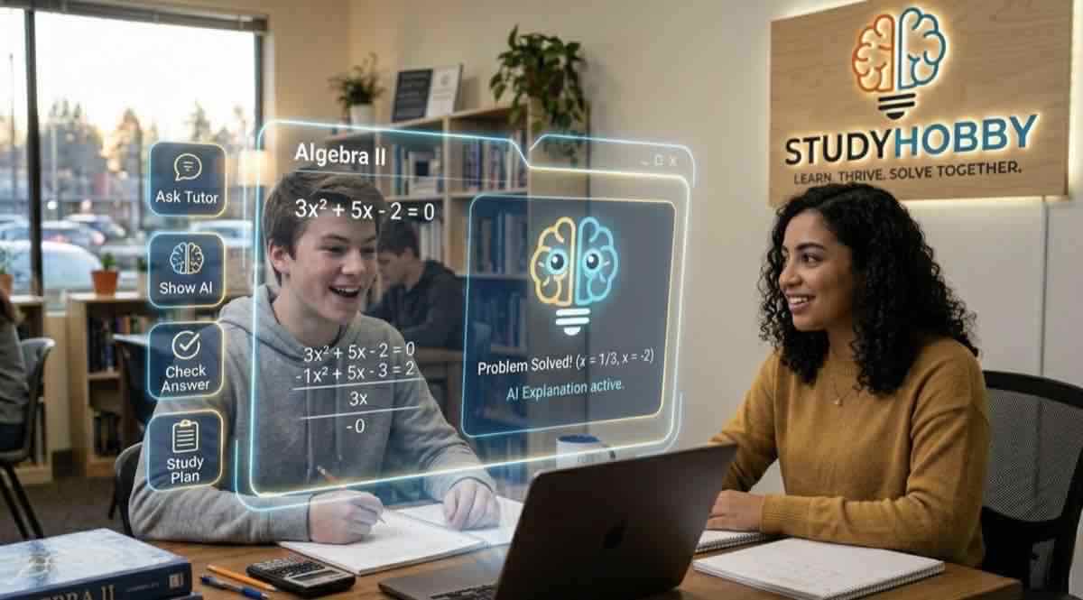 Students collaborating using StudyHobby AI platform
